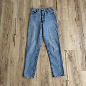 Vintage Ivy Brown Jeans Denim Leather Patch Classic High Waist Straight 80s\90s